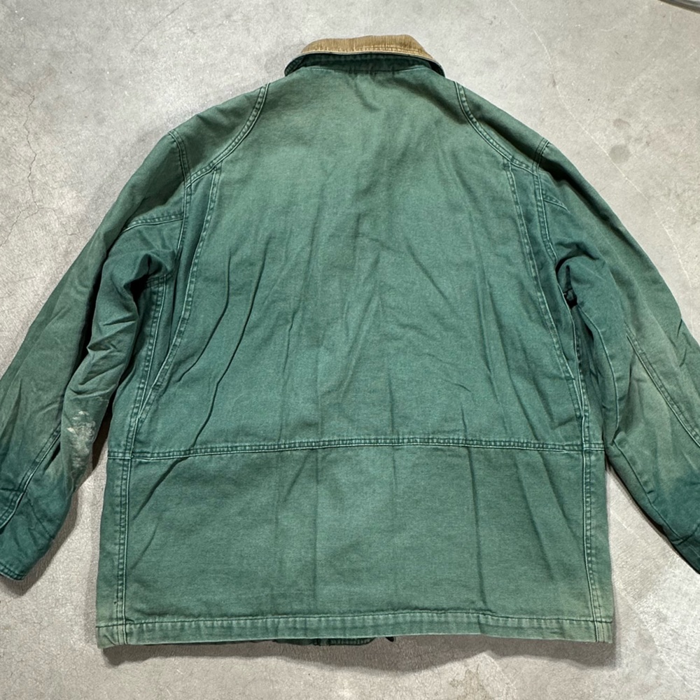 Vintage Distressed Eddie Bauer Faded Green Canvas Barn Chore Jacket Mens Large - Picture 6 of 10